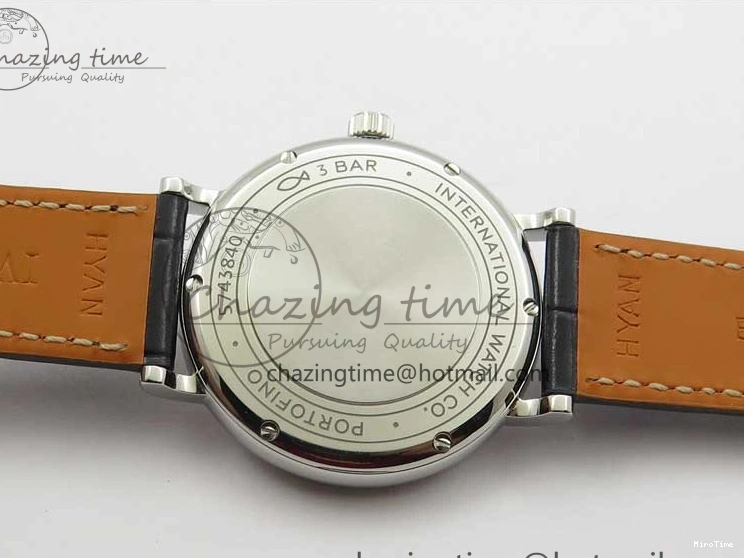MIROTIME 0501 Portofino 37mm SS V7F 1:1 Best Edition Gray Dial on Black Leather Strap A Practical 7094